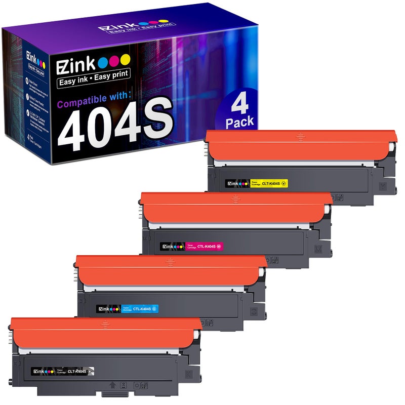 E-Z Ink خراطيش حبر متوافقة E-Z Ink بديل لـ Samsung CLT-K404S CLT-C404S CLT-M404S CLT-Y404S CLT 404S للاستخدام مع طابعة C480FW C430W SL-C430W SL-C480FW SL-C480FN (عبوة 4)  - Image 1
